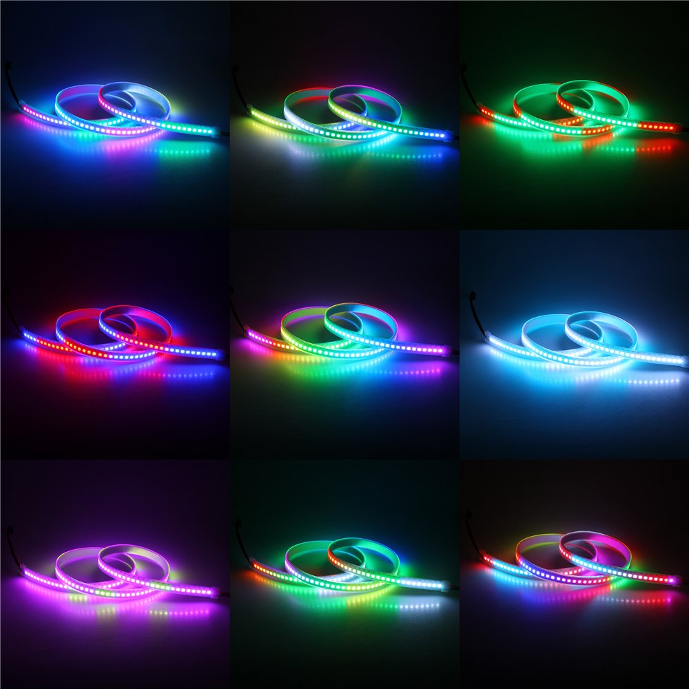 WS2812B DC5V Series Flexible LED Strip Lights, Programmable Pixel Full Color Chasing, Outdoor Waterproof Optional, 144LEDs/m 1.64-6.56ft Per Reel By Sale
